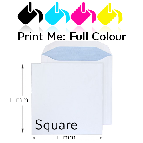 111 x 111mm Square - Printed Full Colour Front And / Or Back